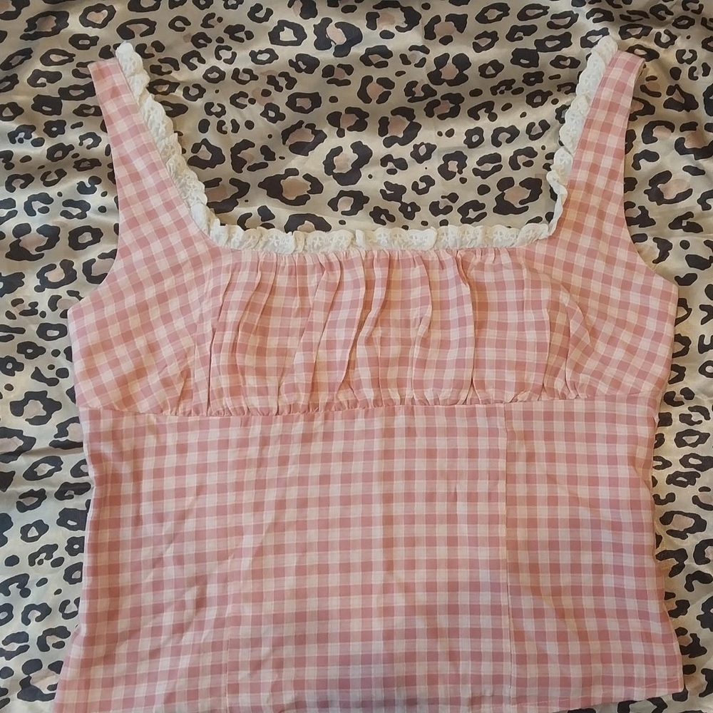 Pacsun Pink Plaid Corset Top